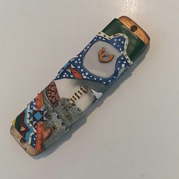 Hand Painted Mezuzah including scroll - Picture 2 of 3